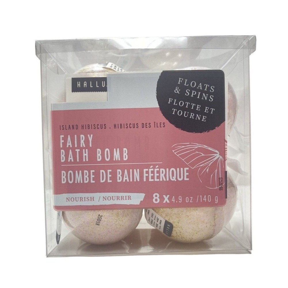 Hallu Fairy Bath Bombs, Pack of 8 Island Hibiscus Bath Bombs, NWT, Floats and Sp